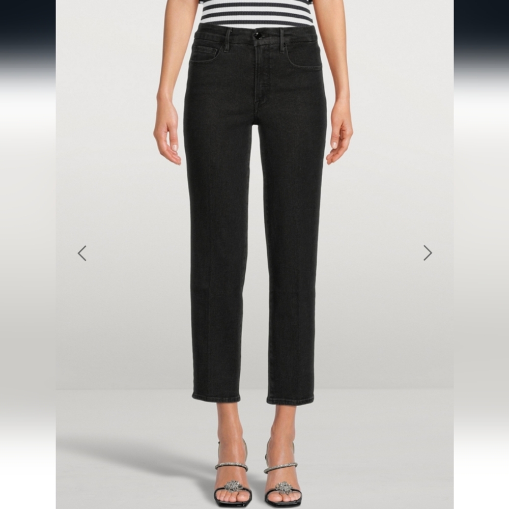 Good American Good Straight Black Crop Jeans